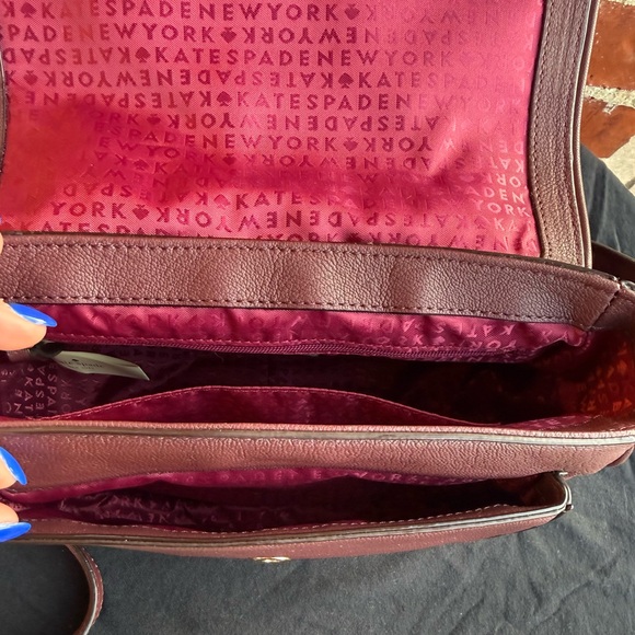 Vintage Kate Spade Burgundy Leather & Suede Crossbody Saddle Bag - Picture 7 of 7